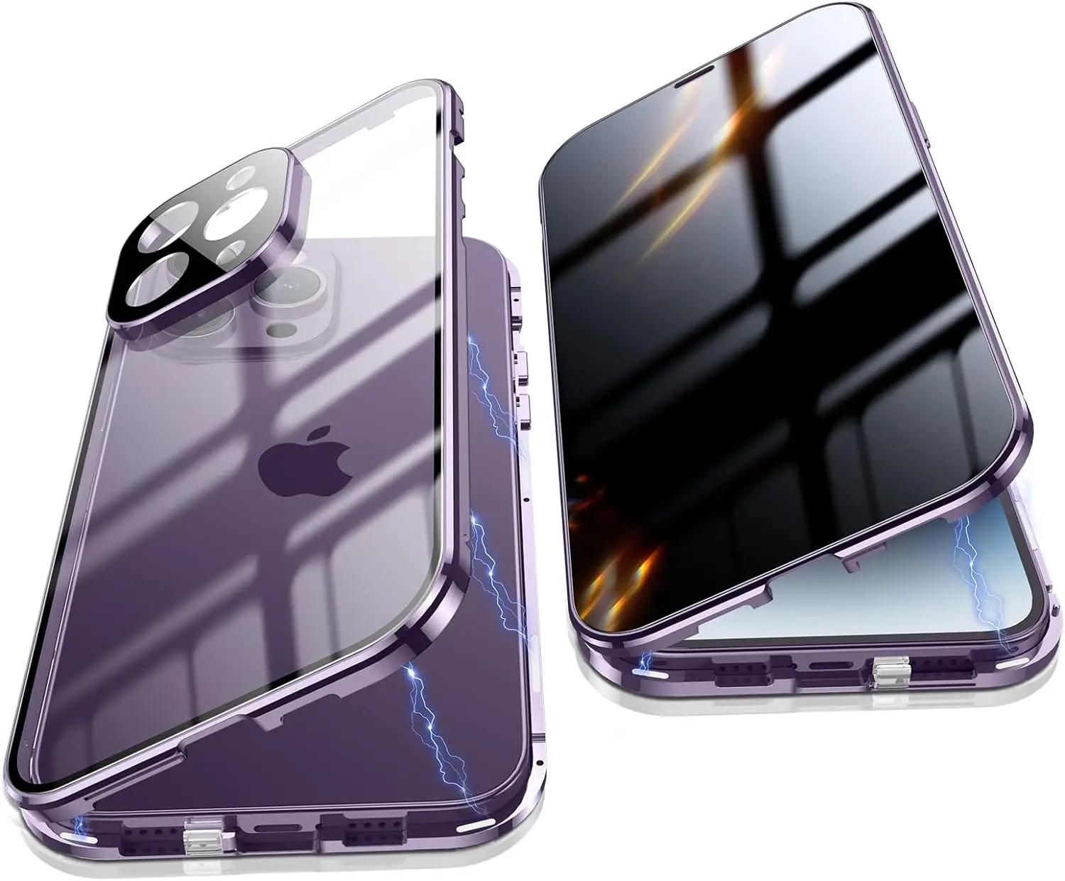 

Магнітна двостороння застібка Металевий бампер Приватний чохол для захисту від шпигунства для IPhone 15 14 13 12 11 Pro Max Plus 15Pro IPhone15 Повний захист For iPhone 14 Promax