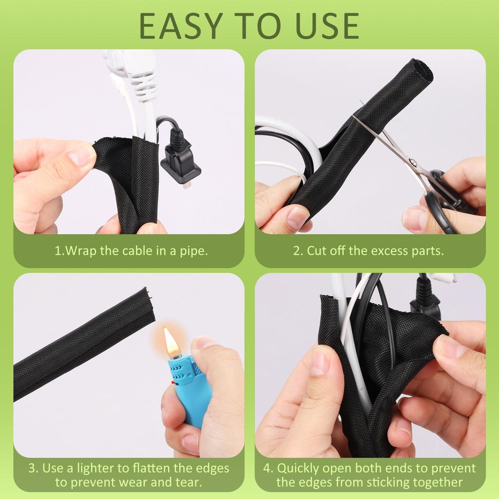 6m Cable Conduit 20mm Self-Closing Cable Duct Flexible Woven Cable Sheath Cable Management for TV Computer PC Cable Protection