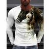 Men's Geometric Pattern Long Sleeve T-Shirt, Casual Textured Top