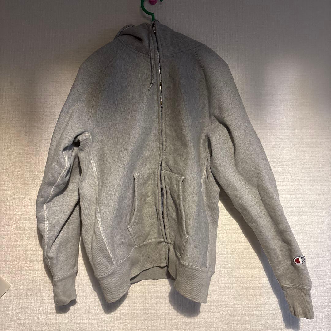 StussyChampion Gray Reverse Zip Up Parka