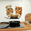 Cartoon Chef Owl Kitchen Dining Room Home Wall Background Beautification and Decoration Stickers