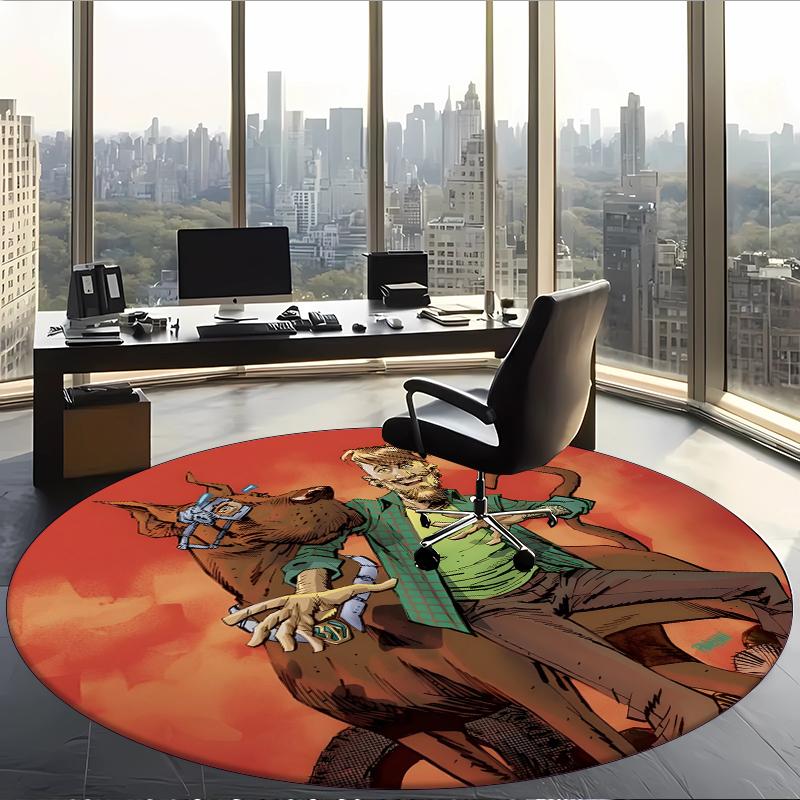 Scooby (19) Round Office Rug Decorative Floor Rug for Office Bedroom Living Room and Home Space