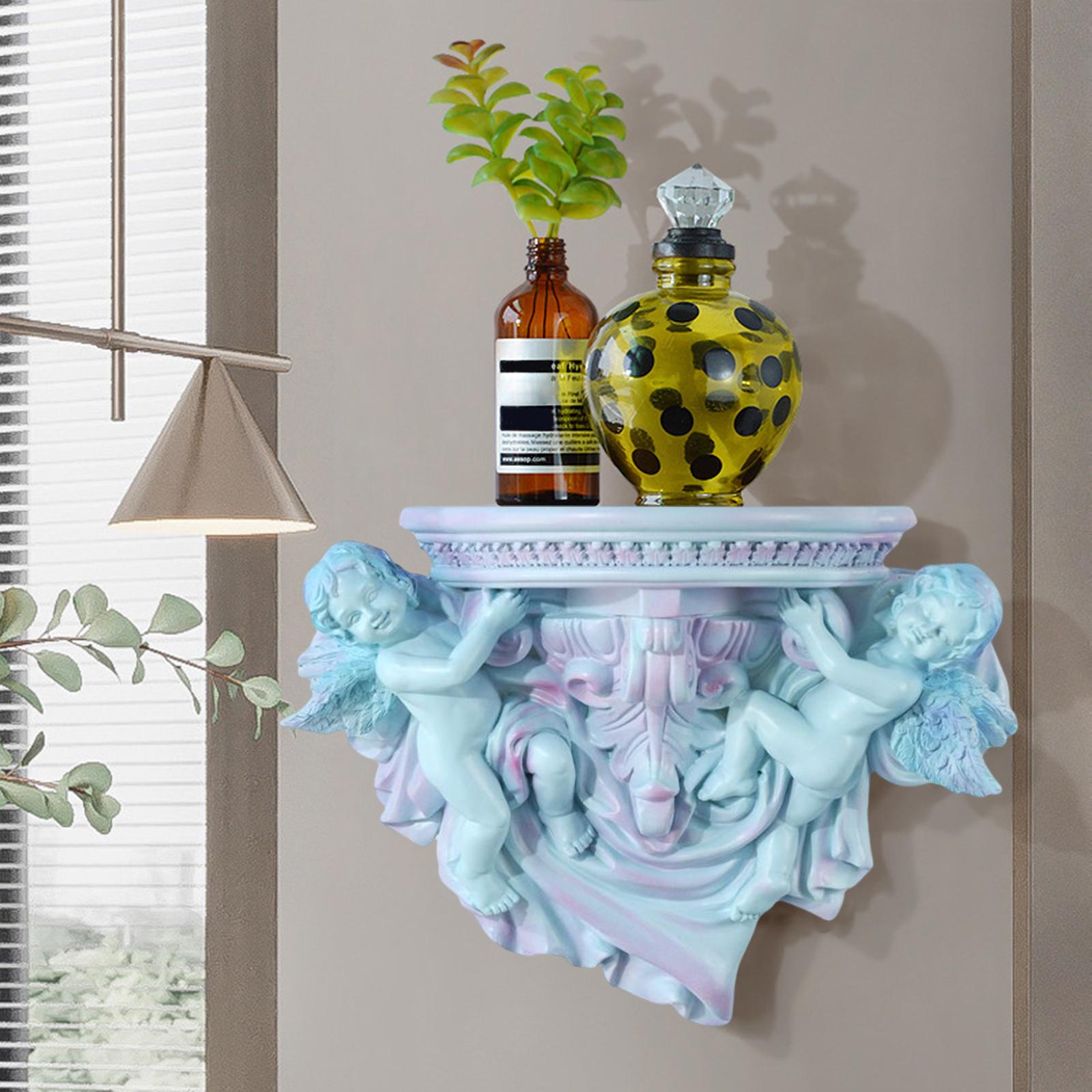 

European Style Angel Decorative Wall Shelf Display Creative Resin Wall Decor for Home TV Wall Decoration Crafts Shelf Partition светло-синий