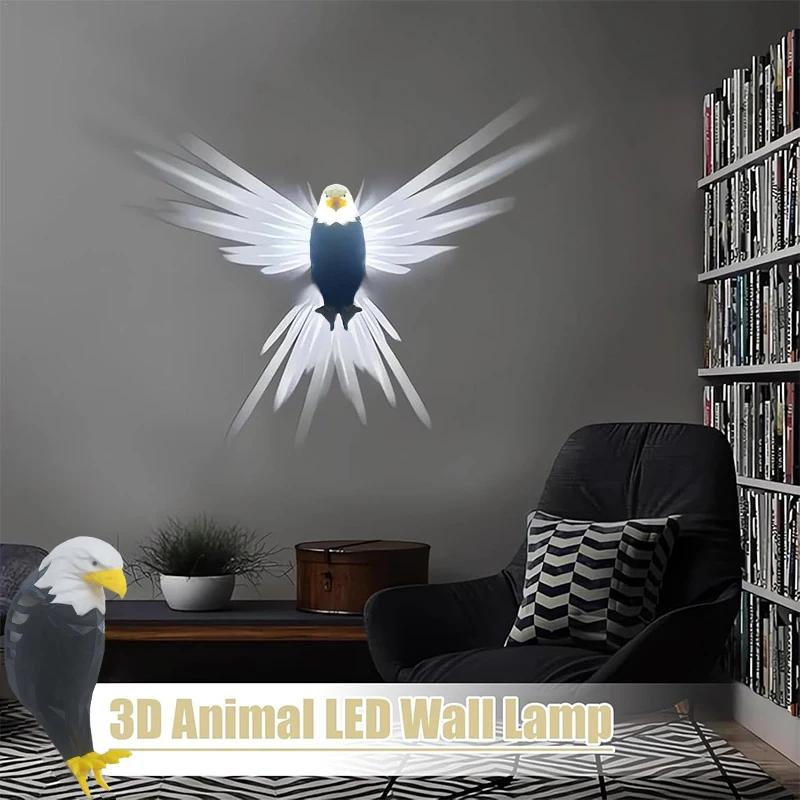 3D nástěnná lampa Eagle Shape Projector Moderní kreativní atmosféra Lampa Světlo 3D tisk Body Animal Lighting Luster Halloween Vánoce