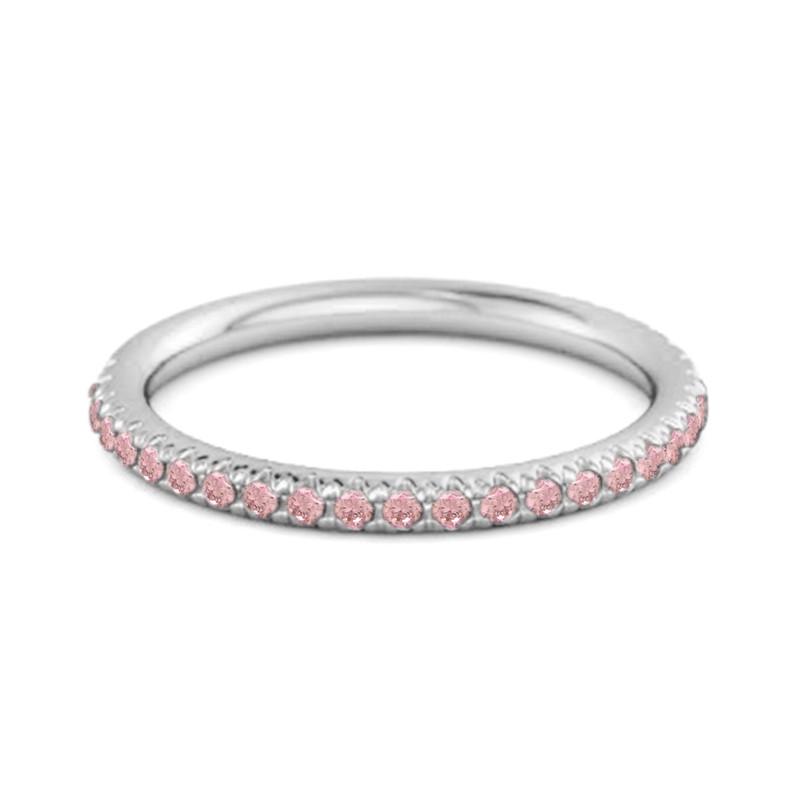 Pink CZ Eternity Band Women Wedding Ring  - 925 Sterling Silver
