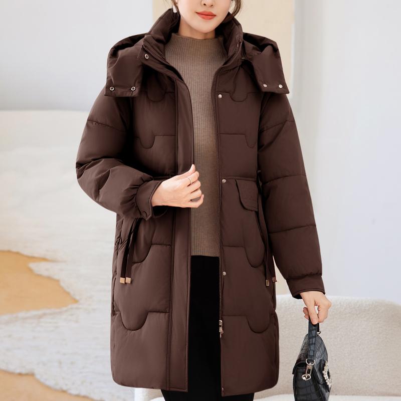 Dámské módní zimní dlouhé parky s kapucí, volné, silné a hřejivé bundy, dámské kabáty