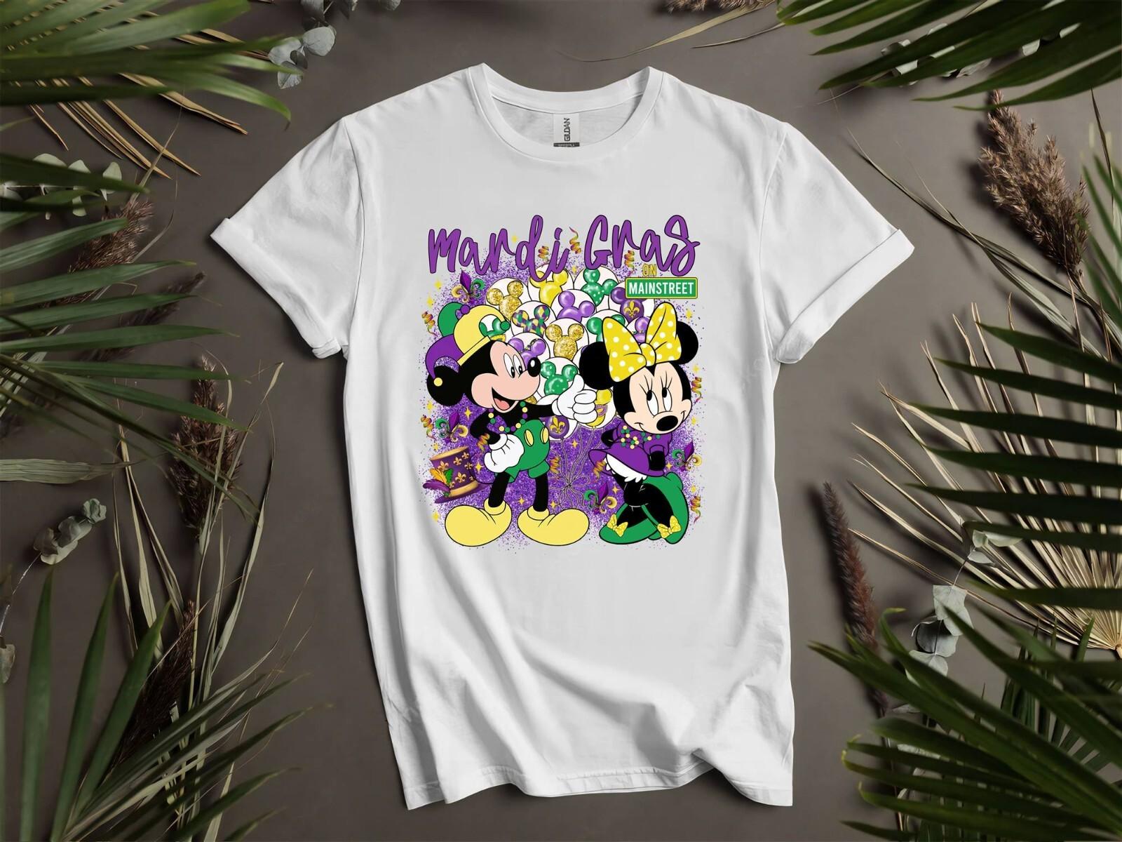 Mardi Gras On Mainstreet Mickey Minie T-Shirt Mens Womens Tees Top T Shirt Mens Womens Tees Top Men Women Unisex Tshirt I1 S
