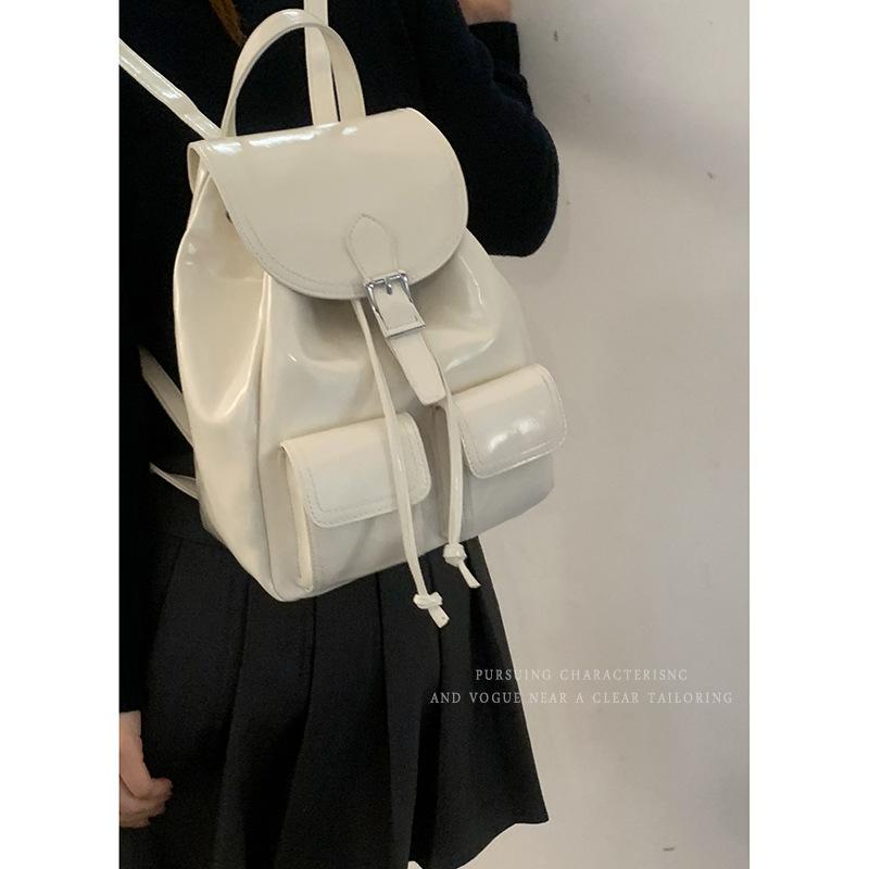 Leisure college style backpack women's 2025 new trendy fashion Korean version silver backpack simple portable travel bag