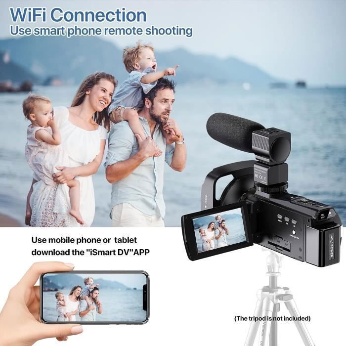 4K Camcorder UHD Video Camera 48MP WiFi IR Night Vision, 16X Digital Zoom.