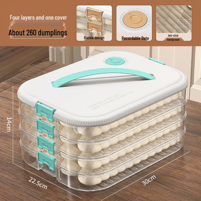 Multi-layer Transparent Dumpling Storage Box with Timer - Kitchen Food Grade Plastic