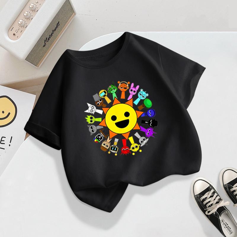 Summer Kids T Shirt Anime Sprunki Graphic Shirt Boys Girls Horror Games Tops Short Sleeve Wild Tee Cartoon Sprunki T-shirts