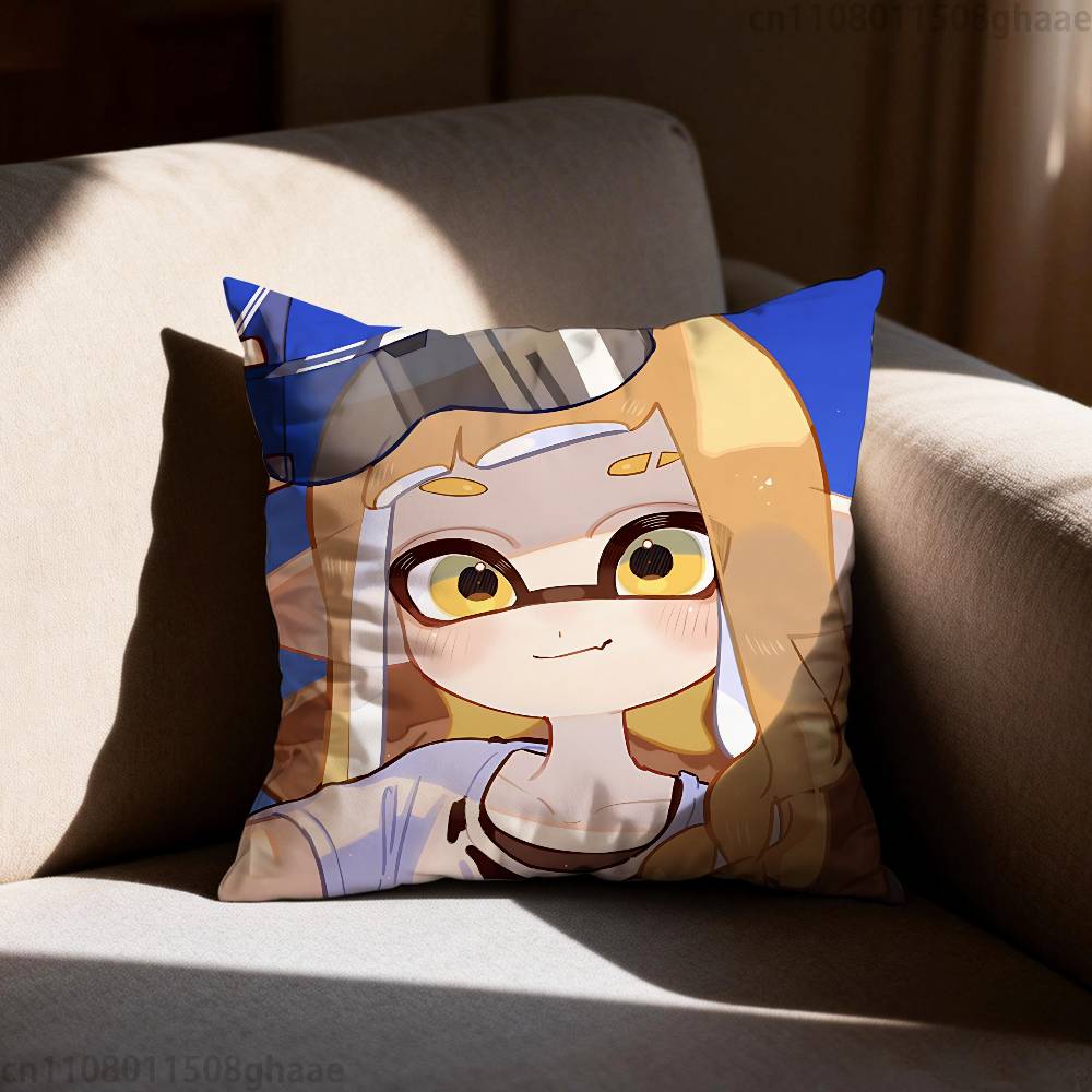 Splatoon Anime Pillow Case Antidustmite Pillowcase Invisible zipper silky short plush Sofa cushion cover