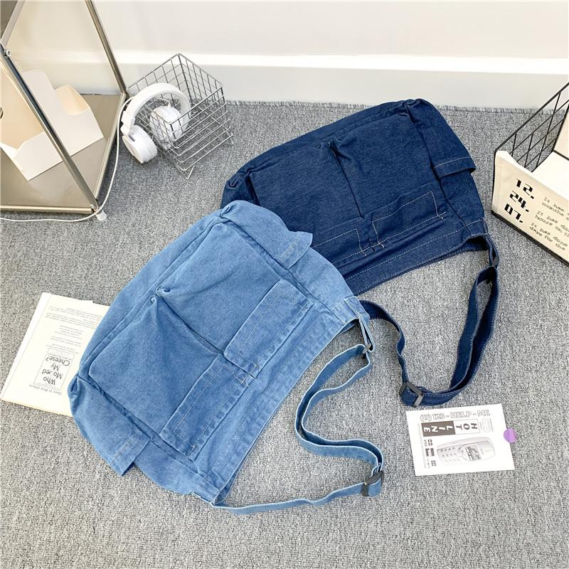 Джинсовая сумка Женская большая вместительная сумка через плечо Студенческая сумка через — фото 9