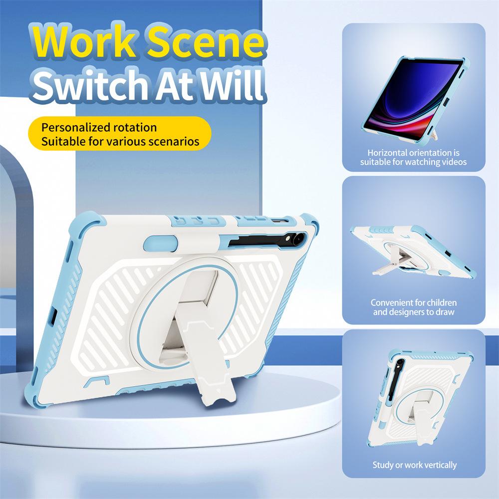 Suitable for Samsung Tablet Protective Case S7+ S7FE S8plus S9FE S9+ S10plus with Rotating Stand A11plus