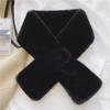 Ladies' Fashion Solid Color Plush Cross Scarf Neck Protector Cute Plush Thick Warm Neck