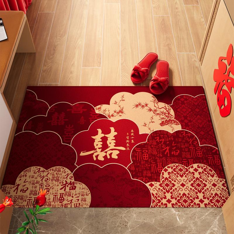 The carpet at the door of the floor mat is happy, the door mat is double happy, the wedding room is arranged, and the foot mat is wedding. 50*80cm