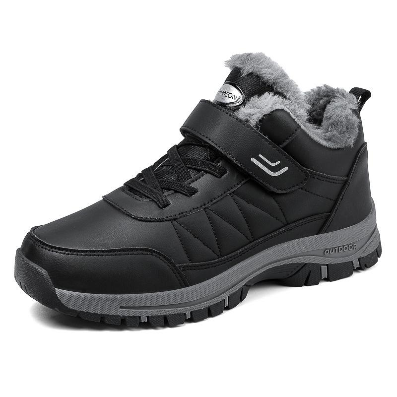 Hot-selling leather cotton shoes large size velvet winter shoes warm outdoor waterproof and non-slip snow boots