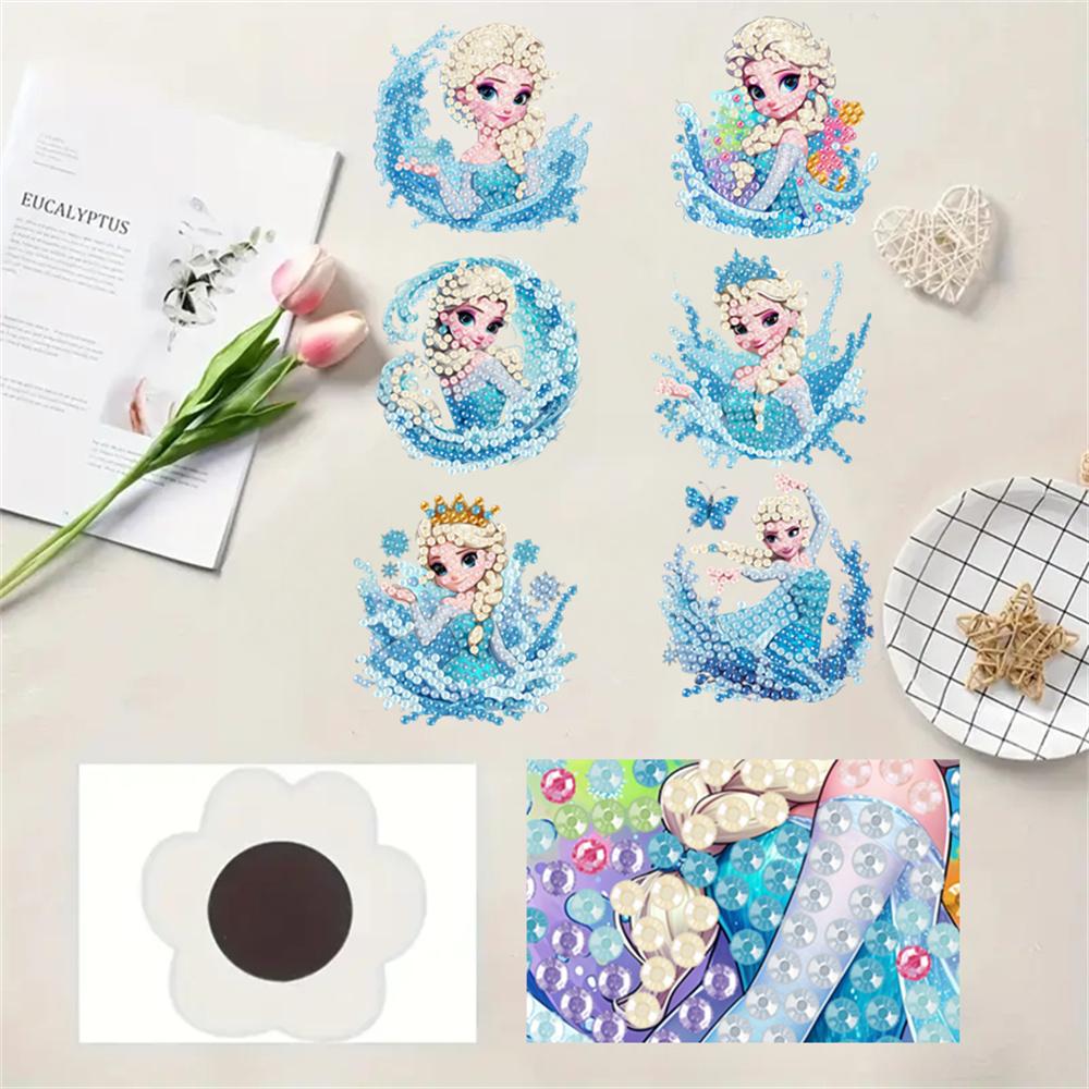 

6Pcs Snow Queen Series Diamond Art Fridge Magnet Diamond Painting Refrigerator Magnet DIY Fridge Stickers for Fridge Whiteboards