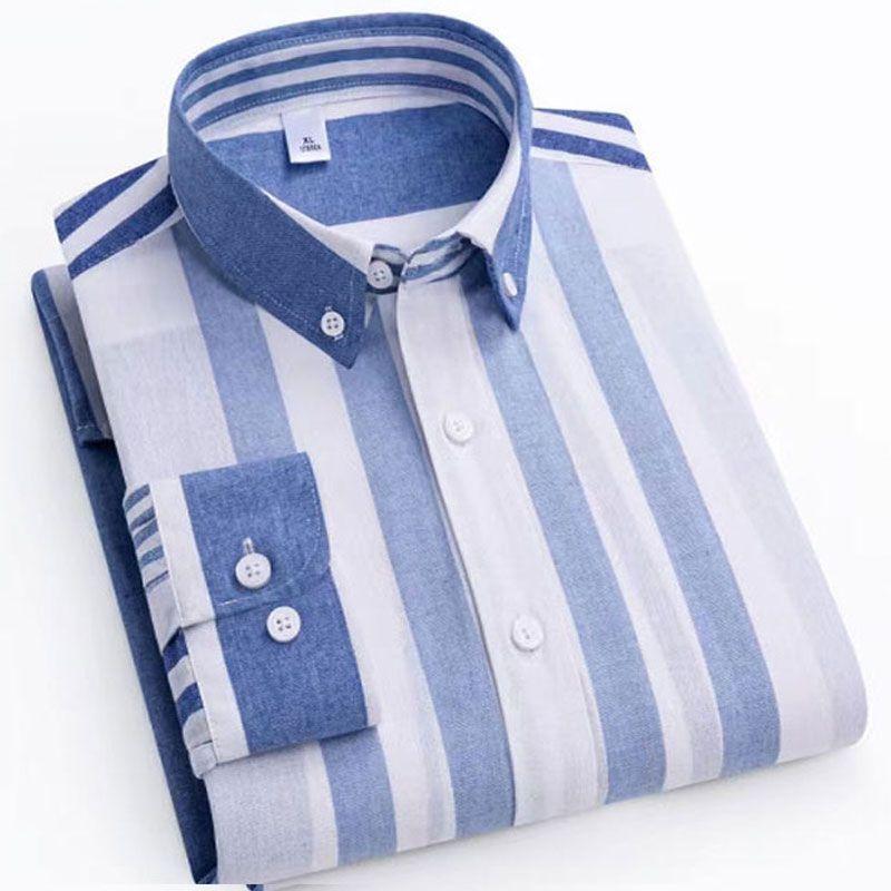 New Trendy Youth Rainbow Striped Shirt High-End Casual Business Wrinkle-Resistant Men