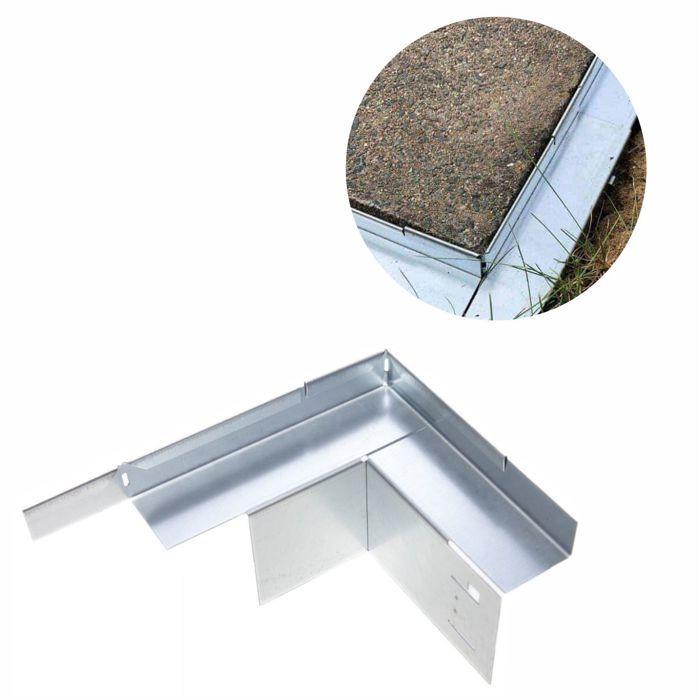 Coin intérieur bordure gazon alu-zinc 9,5 cm avec chemin de roue