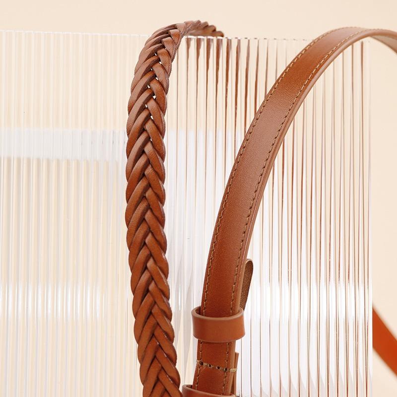 Top-grain Cowhide Double-sided Leather Hand-woven Belt, Women's Belt, Whole Cut Genuine Leather Belt