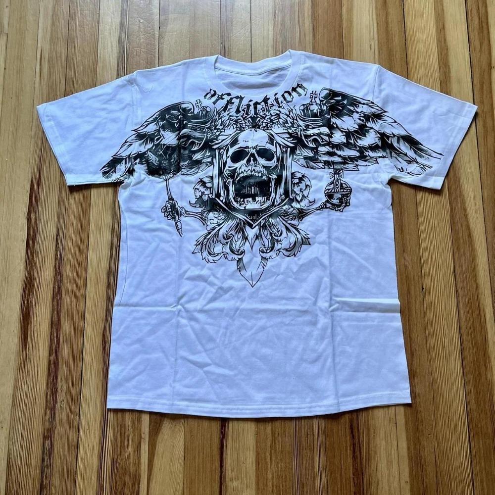 T-shirt da uomo estiva Affliction Vintage Oversize Y2K Streetwear Gotico da uomo e donna Retro Rock T-shirt da uomo Top