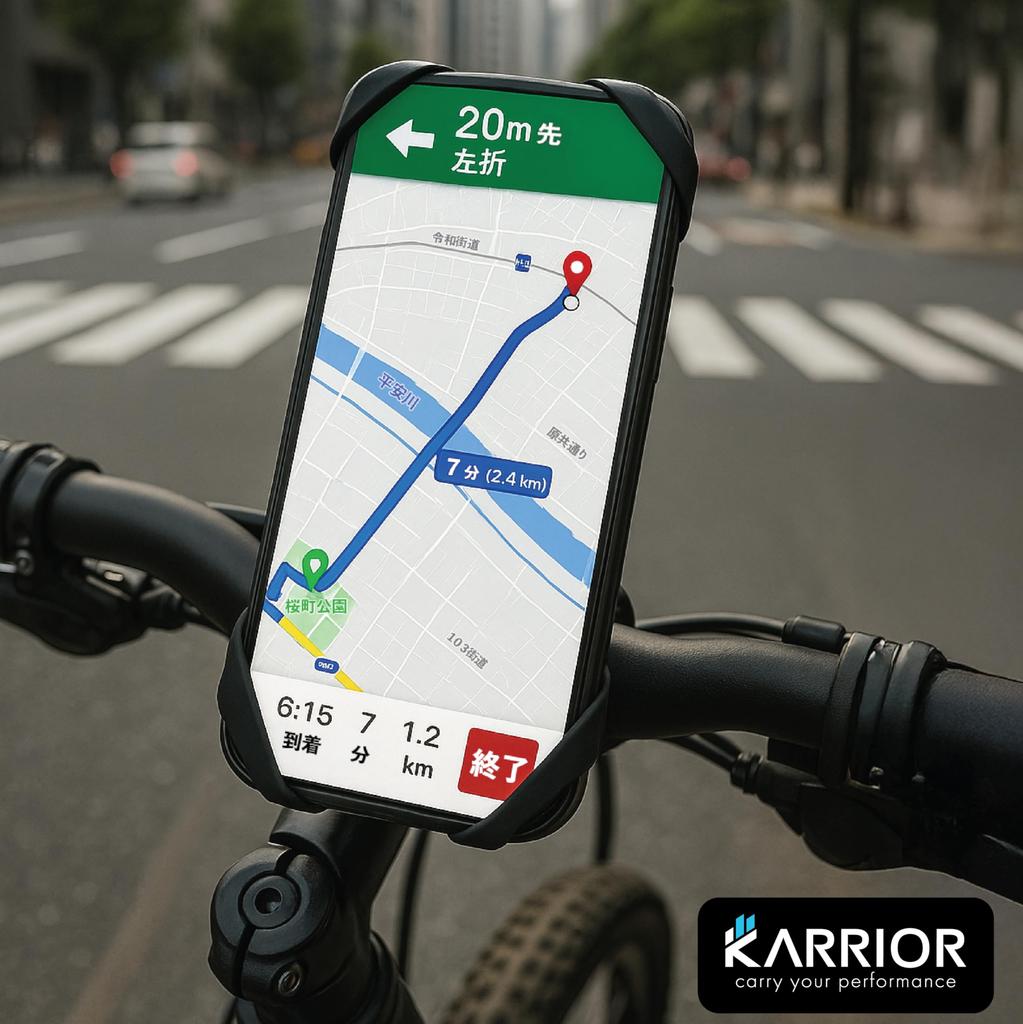 KARRIOR Bicycle Smartphone Holder Smartphone Phone Holder with Silicone Ball Adjustable Compatible with Road and Drop Vibration Strong Compatible with