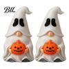 Indoor Halloween Decorations Ghost Gnome Figurine, Creative Pumpkin Desk Ornament, 3D Printed Holiday Crafts Mini Statue for Home Shelf Display, Funny