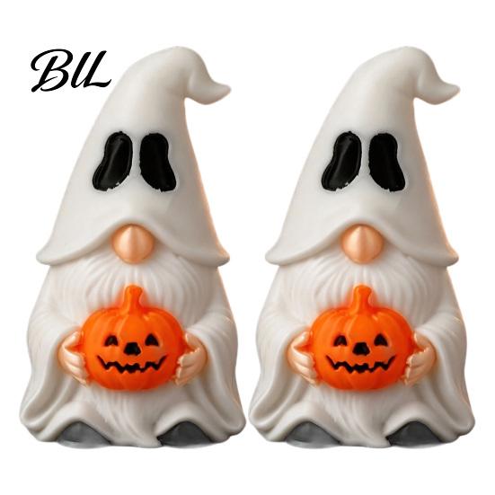 Indoor Halloween Decorations Ghost Gnome Figurine, Creative Pumpkin Desk Ornament, 3D Printed Holiday Crafts Mini Statue for Home Shelf Display, Funny