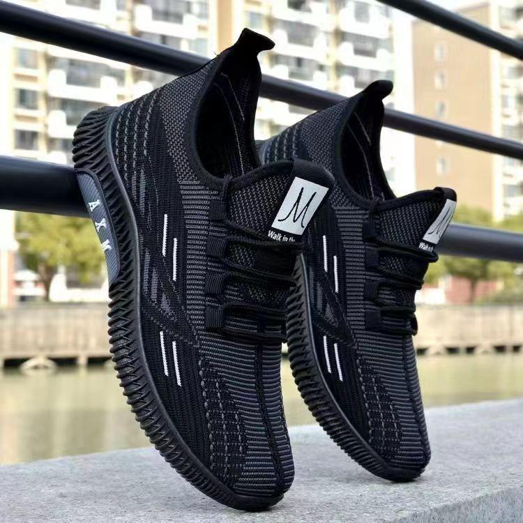 

Spring and summer new mesh casual soft sole non-slip sports casual breathable shoes one-pedal men s shoes 39 чёрный