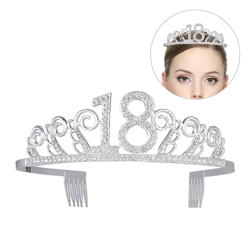 2018 Birthday Crown Digital Hat Rhinestone Hair Accessories Bride Banquet  Headband 18th Birthday