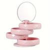 Rotating Jewelry Box, Multi-layer Storage for Earrings & Necklaces with Mirror, Dustproof Design