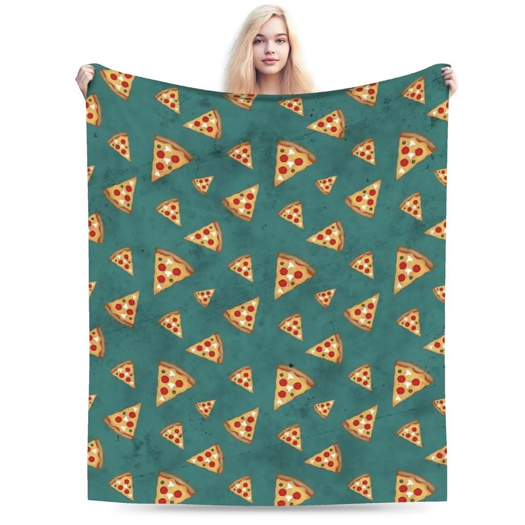 Cool Fun Pepperoni Pizza and Slices Graphic Throw Blanket  Soft Warm Quality for Kids Boys Girls Bedspread for Spring Outdoor Us
