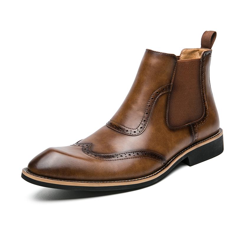 Fashion Leather Ankle Boots Top Quality Comfortable Fashion Brogue Brand Chelsea Boots