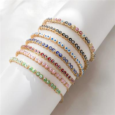 HECHENG,18KGold Plated Eye Bracelet ,Fashion Enamel Opening Adjustable Bracelet for Women Brass Bracelet, Zircon Wholesale