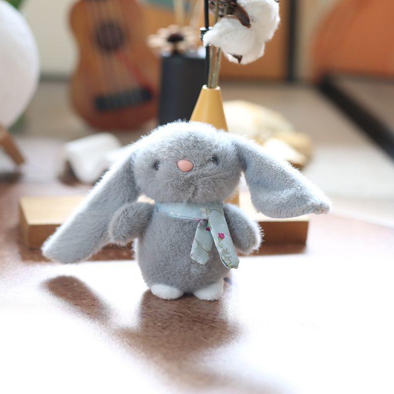 Plush Rabbit Keychain Backpack Charm Toy With Scarf Stuffed Gift For Kids