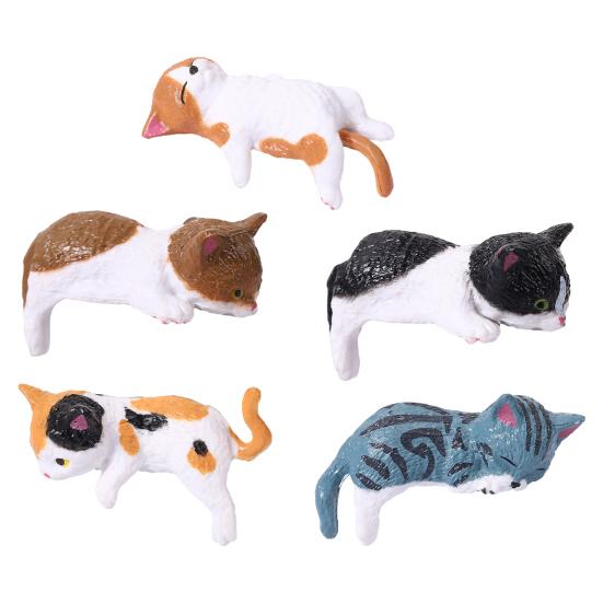 5/12Pcs Mini Cat Figurine Car Dashboard Central Control Display Screen Mount Sleeping Lying Sitting Kitten Statue Animal Sculpture Ornament