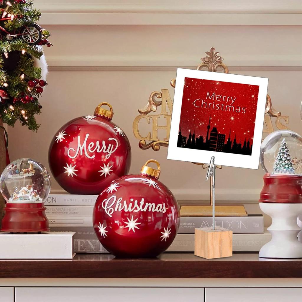 Wooden Memo Clips Holder, 10Pcs Lightweight Photo Memo Clips with Metal Alligator Clip for Displaying Number Cards Postcard