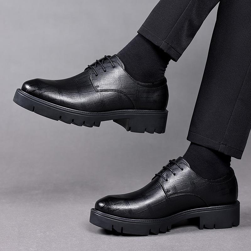 Fashion Hidden Heel Cow Leather Men Shoes Office Work Elevator Shoes Brand Man Business Oxfords Footwear Suit Shoes Lift Sneakers