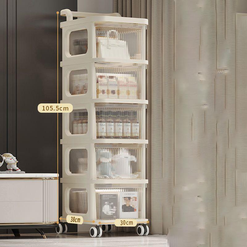 Multi-Layer Trolley Rack Storage Detachable Mobile Bedroom Study Living Room Kitchen Sundries Storage Shelf Transparent Trolley