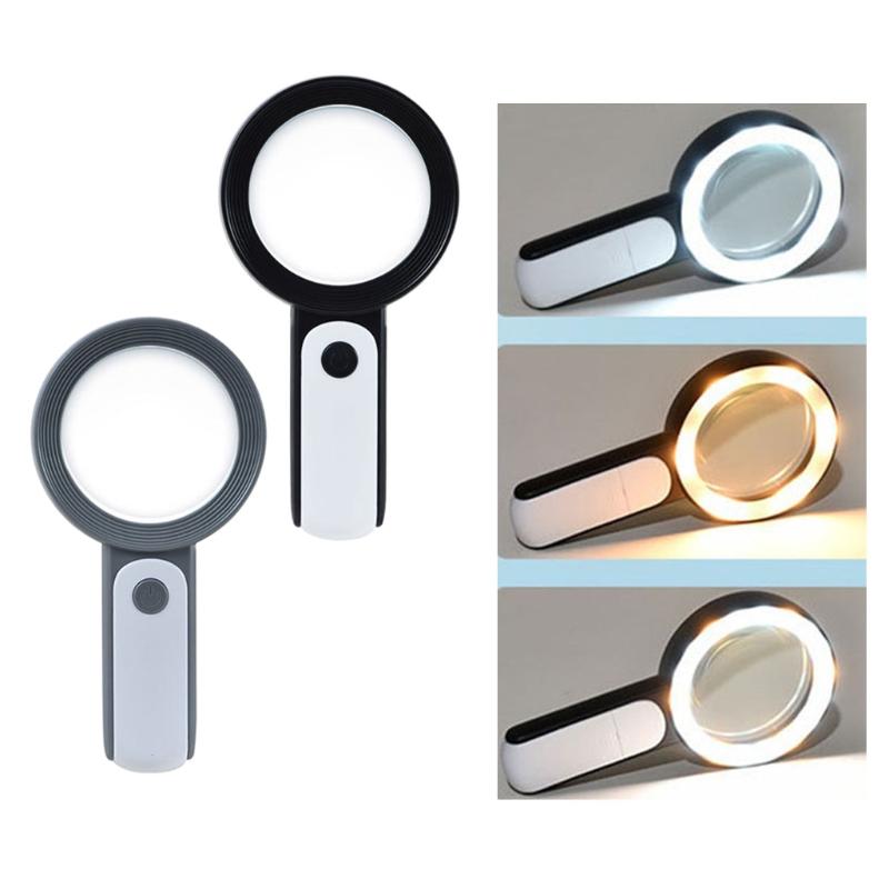30x Super Große Lupe mit LED-Leuchten AAA-Batterie Große Lupe Tragbare Hand-Lesebrille Lupe