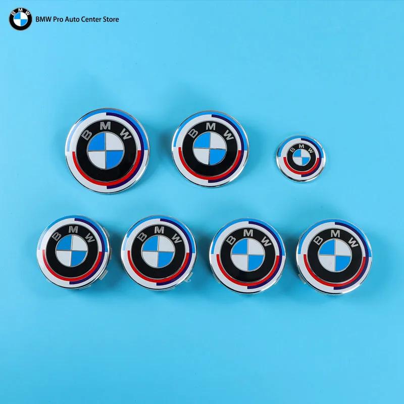 For BMW 7Pcs/Set 50th Anniversary LMK 82mm Front Hood 74mm Rear Emblem 68mm 56mm Wheel Hub Covers 46mm Steering Wheel Sticker Fo