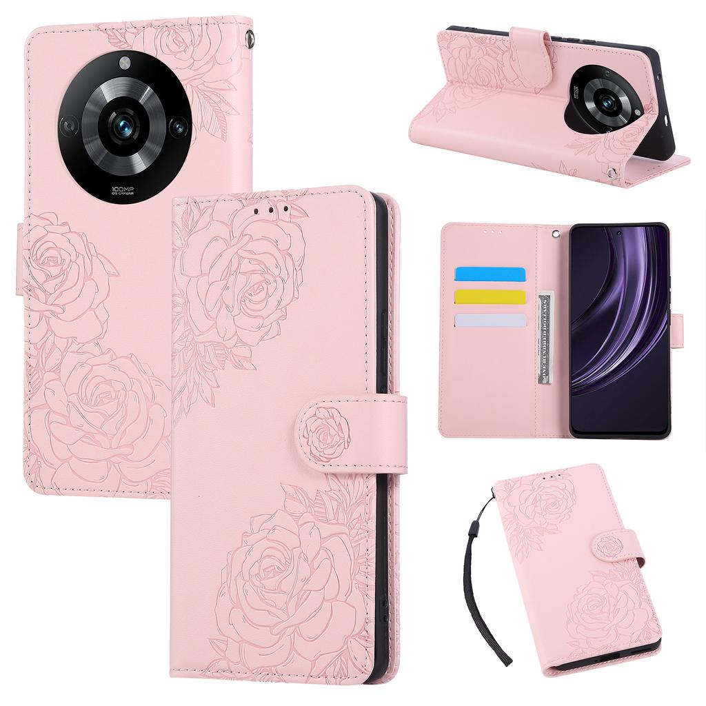Для Realme 11 Pro+ 5G/11 Pro 5G Чохол Гаманець з PU шкіри з квіткою троянди Чохол для телефону з 3 слотами для карток