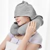 Press-Type Inflatable U-shaped Travel Neck Pillow with Hood