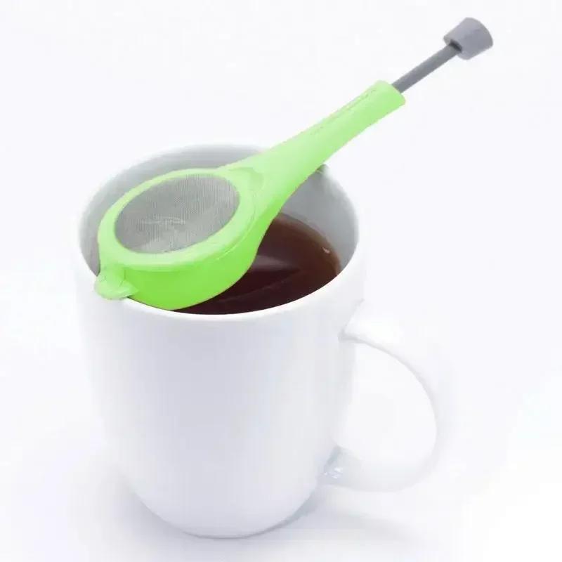 1 Pieza Filtro de Té de Silicona para el Hogar Filtración de Té Preparación de Té Herramientas de Cocina Grado Alimenticio Juego de Filtrado de Té con Prensa Manual