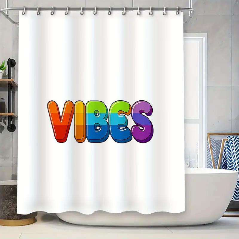 

Vibrant Rainbow Vibes Shower Curtain Colorful Aesthetic Decor Positive Energy Bathroom Set Lgbt Pride Wall Art Modern Home Accen W60H190(CM)-1 Pcs