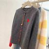 Dark Gray Knitted Cardigan Sweater for Women, Small, Thickened Autumn and Winter, Can Be Worn Outside, Base, High-end Design Sense