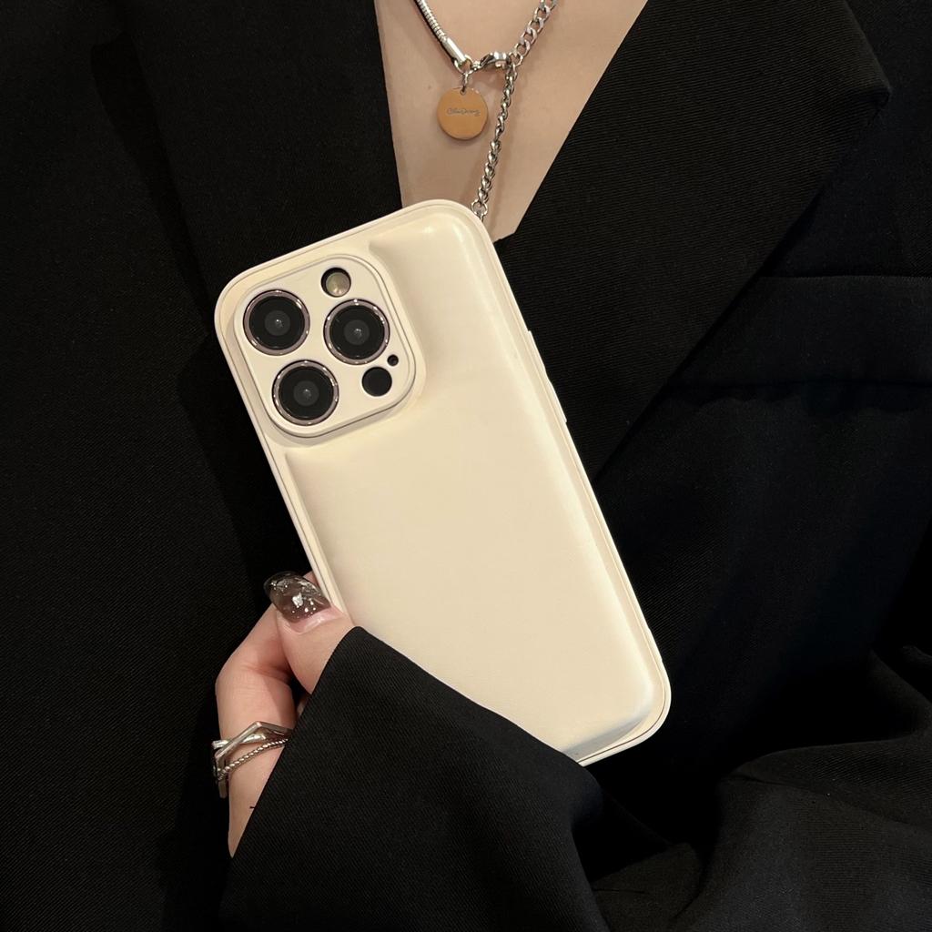 Autumn Winter Soft Bread Leather Case for Apple 17 Pro Max Apple 16 Phone Case 15/14 Simple Solid Color