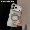 KEYSION Magnetic Jewelled Case for iPhone 16 17 Pro Max Air 16 Plus Transparent Matte TPU+PC Shockproof Ring Stand Phone Cover