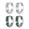 Stylish Green Zircon Minimal Hoop Earrings for Men, Vintage Small Huggie Earrings, Hypoallergenic Piercing Jewelry